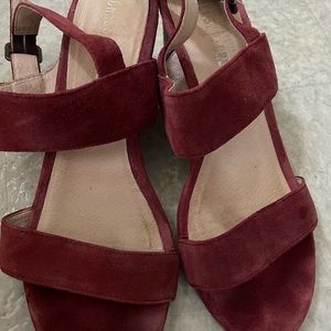 Chelsea Crew Strappy Block Heel Pumps Burgundy Red Size 38
